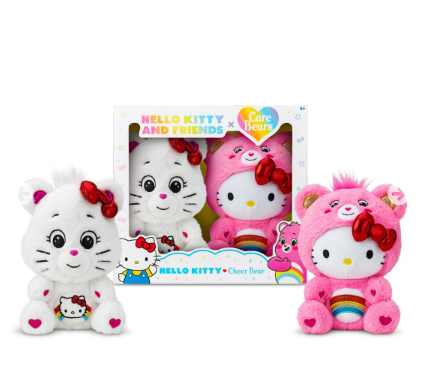 CARE BEARS HELLO KITTY PLUSH 2-PACK - CHEER AS HELLO KITTY & HELLO KITTY AS CHEER