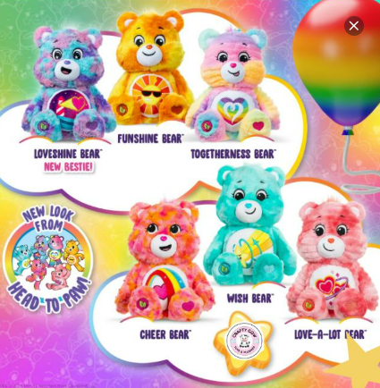 OFFICIAL CARE BEARS MEDIUM PLUSH   (ECO FRIENDLY) SOLID PACK, MULTI LISTING